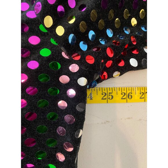 Elite USA Sequin Polka Dot Black Jacket Faux Leather Trim & Button Front Large - Picture 8 of 11